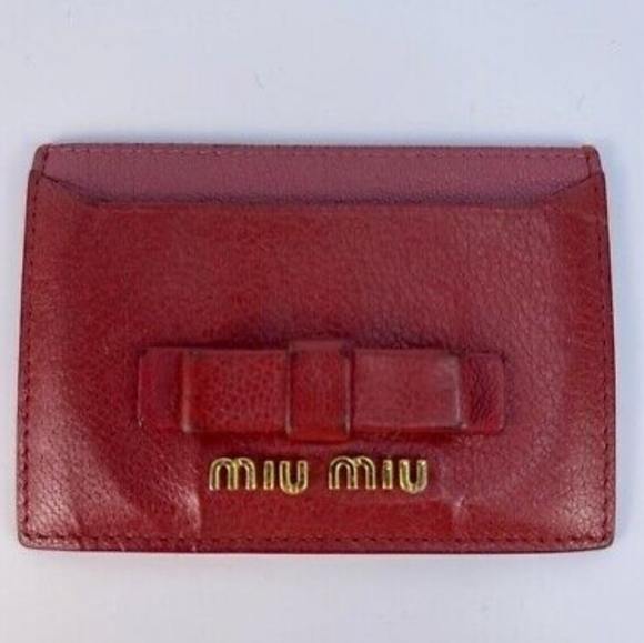Miu Miu Handbags - Miu Miu Red Leather Card Holder wallet EUC with gold hardware